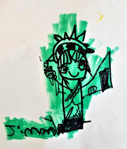 Drawing of the stature of liberty 