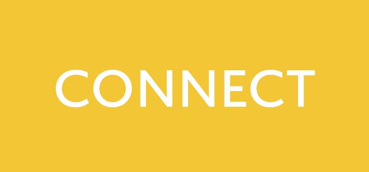 The word "connect" in white on a yellow background