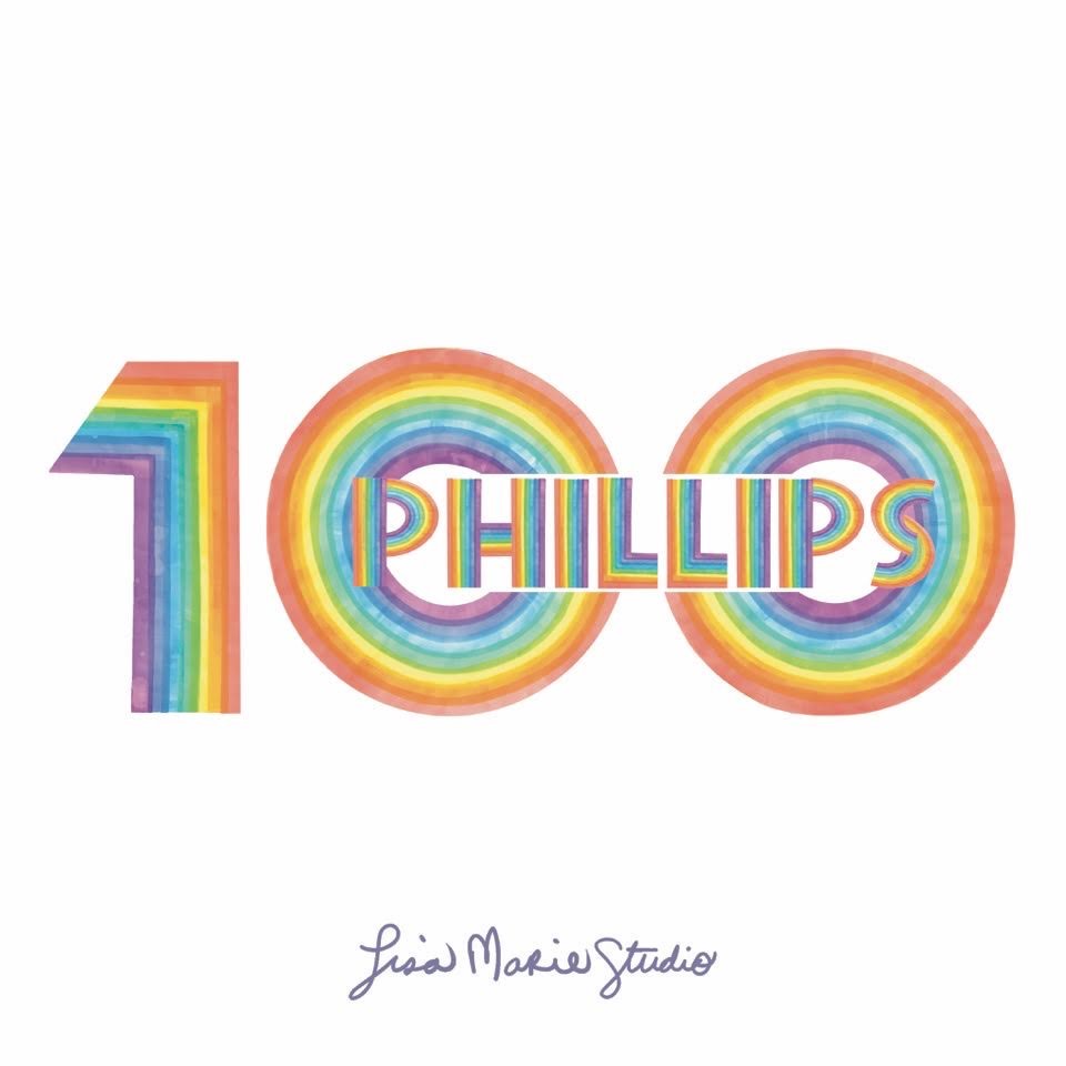 Phillips Collection centennial logo soft in rainbow colors