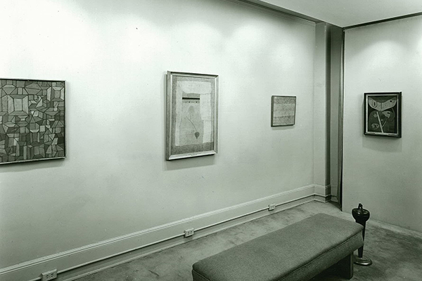 Black and white photo of artworks by Paul Klee displayed at The Phillips Collection