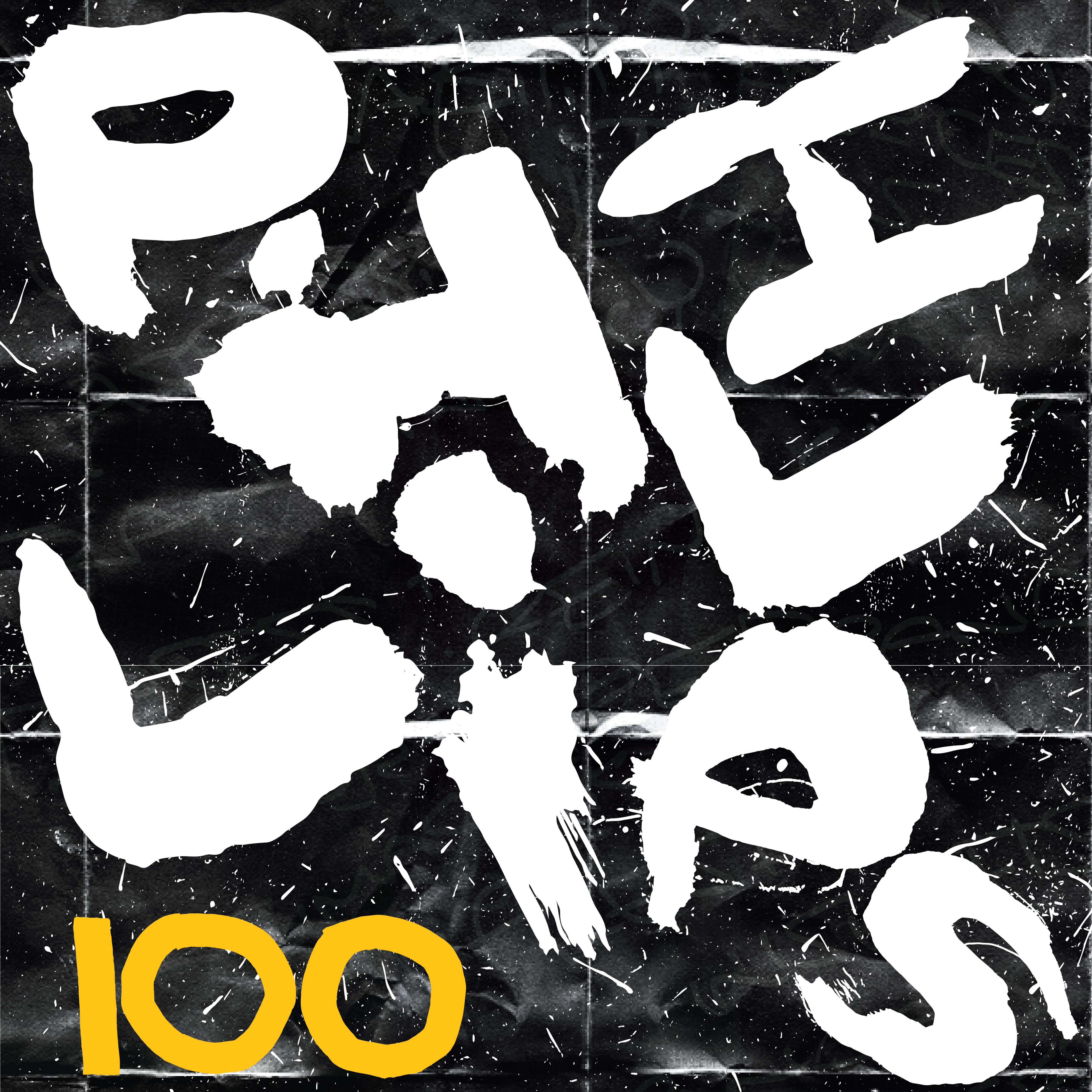 Phillips100 in white graffiti-like text on black background