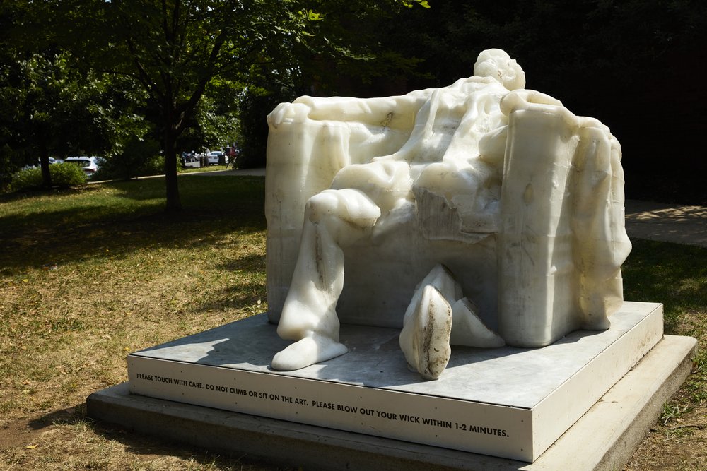 Melted wax sculpture of Lincoln Memorial