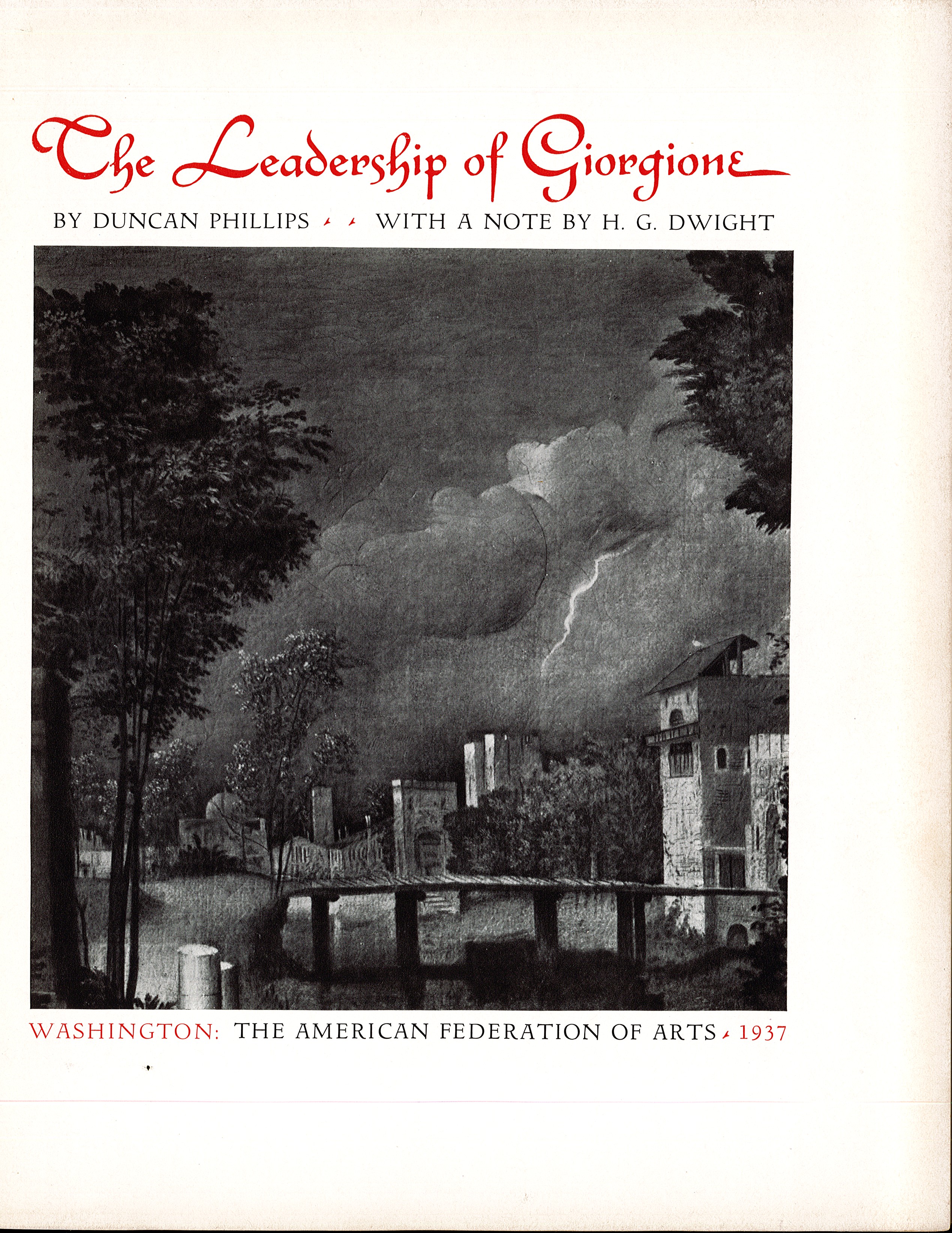 Title page of The Leadership of Giorgione by Duncan Phillips, published 1937