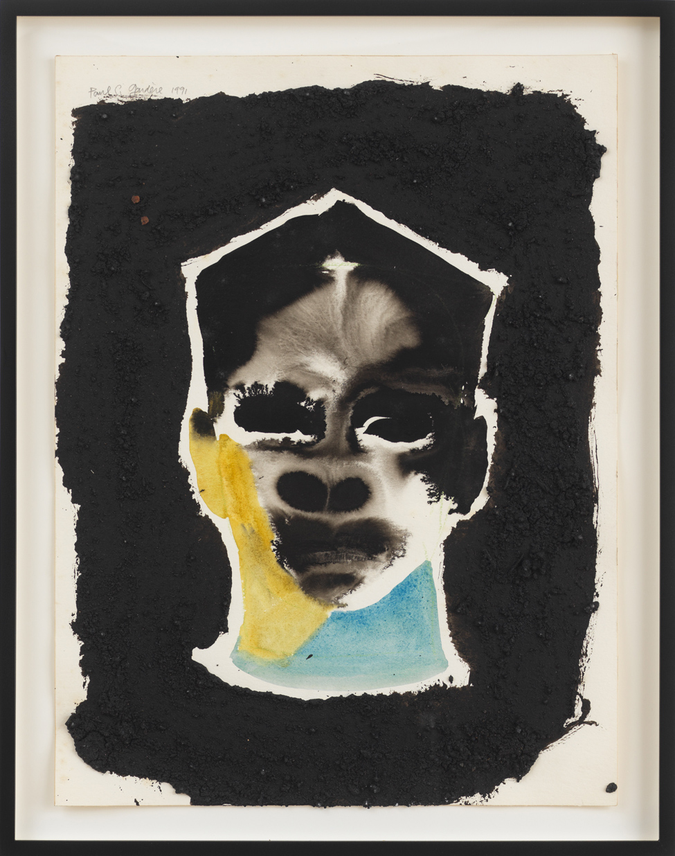 Abstract portrait created with watercolor, ink, and mud