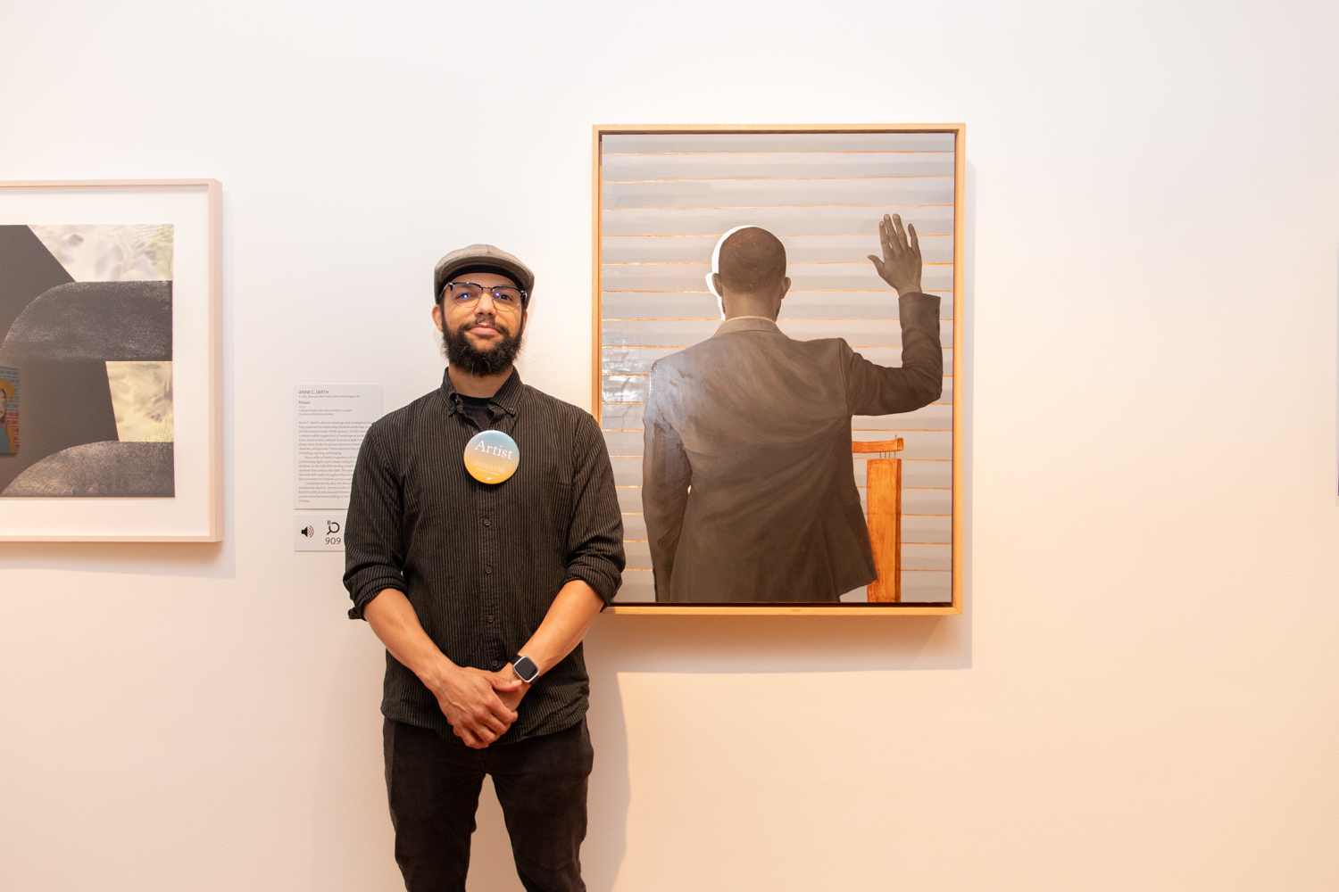 Kyle Hackett with his artwork