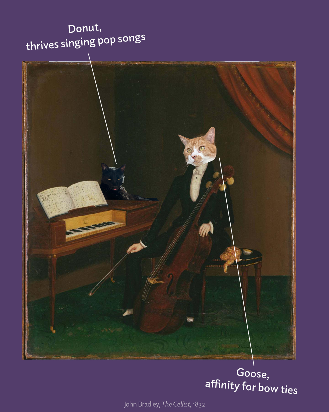 Cats photoshopped into Phillips artwork
