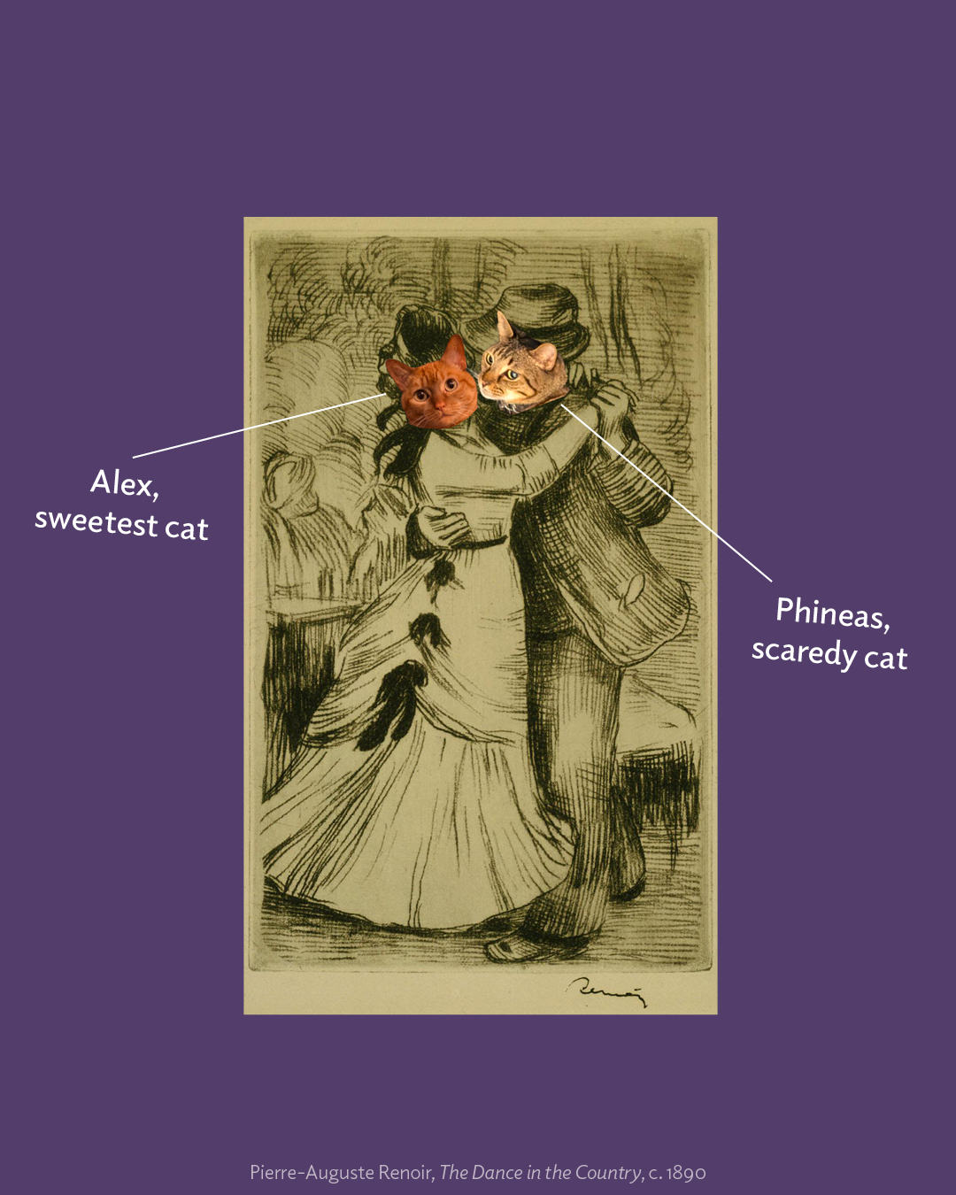 Cats photoshopped into Phillips artwork