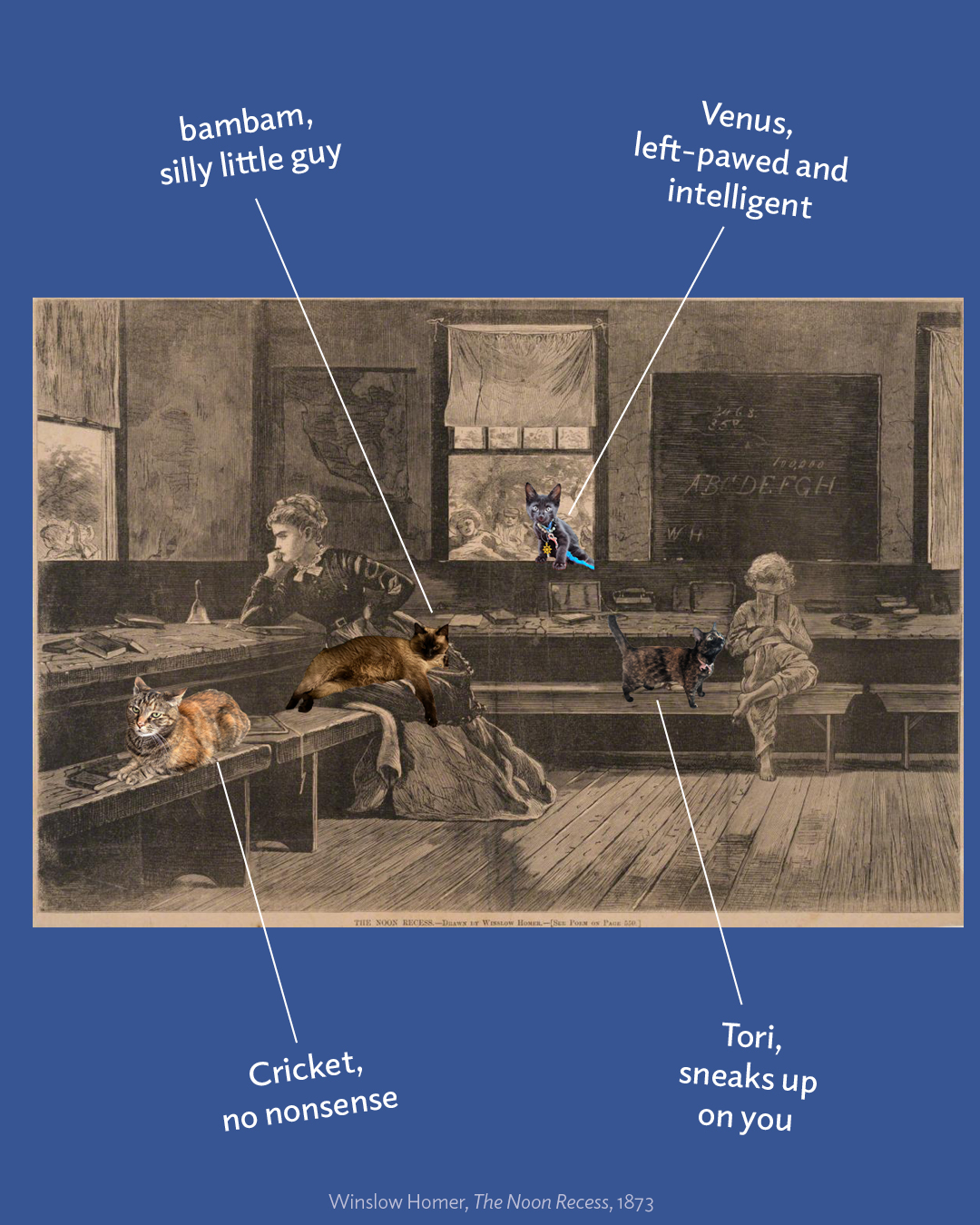 Cats photoshopped into Phillips artwork