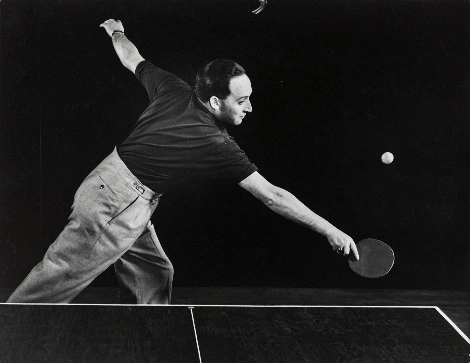 Hungarian Table Tennis Player Demonstrating Technique at Gjon Mili’s
