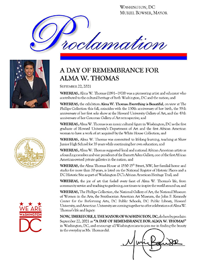 Proclamation for Alma Thomas Day