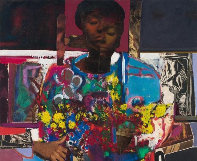 Woman with Flowers painting by David Driskell