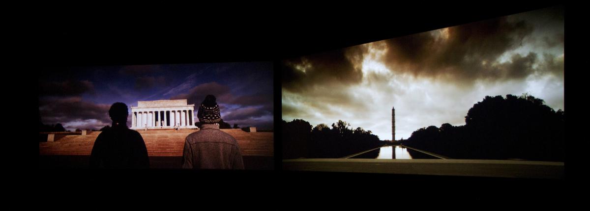 A still image of a video showing scenes of Washington, DC