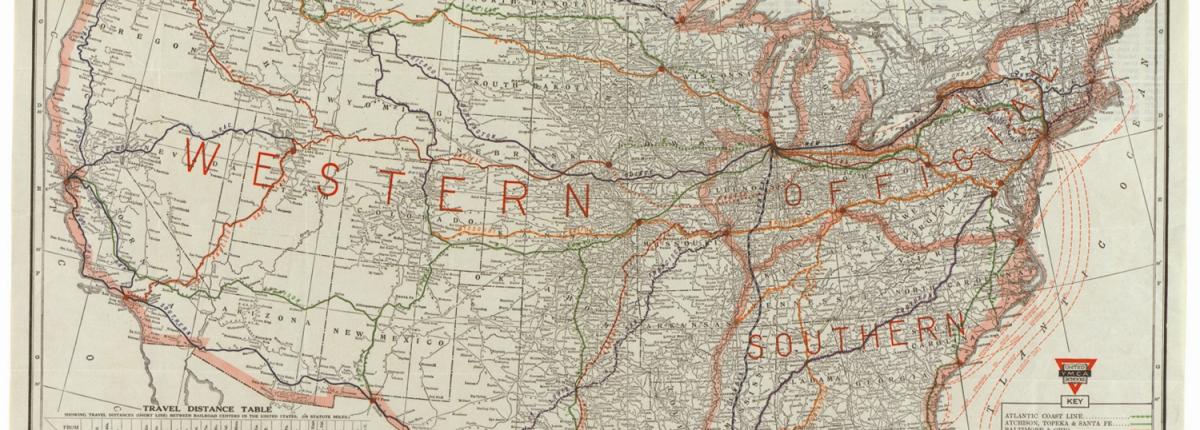 Map from 1921 of United States railroads