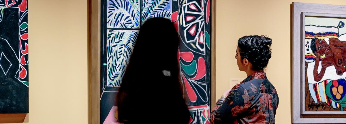 Visitors in the Riffs and Relations galleries