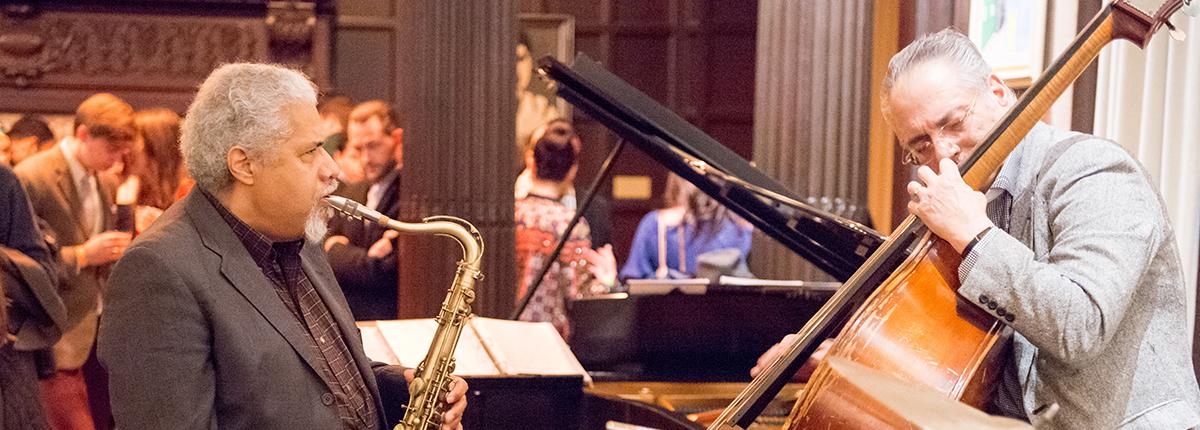 Musicians performing in the museum