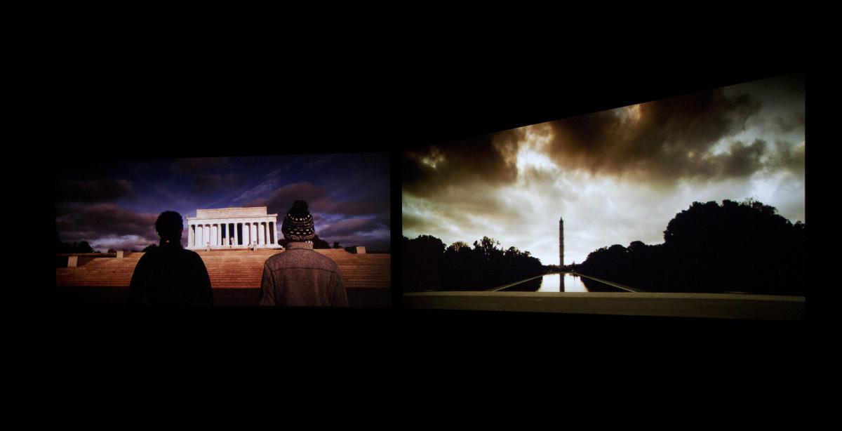 A still image of a video showing scenes of Washington, DC