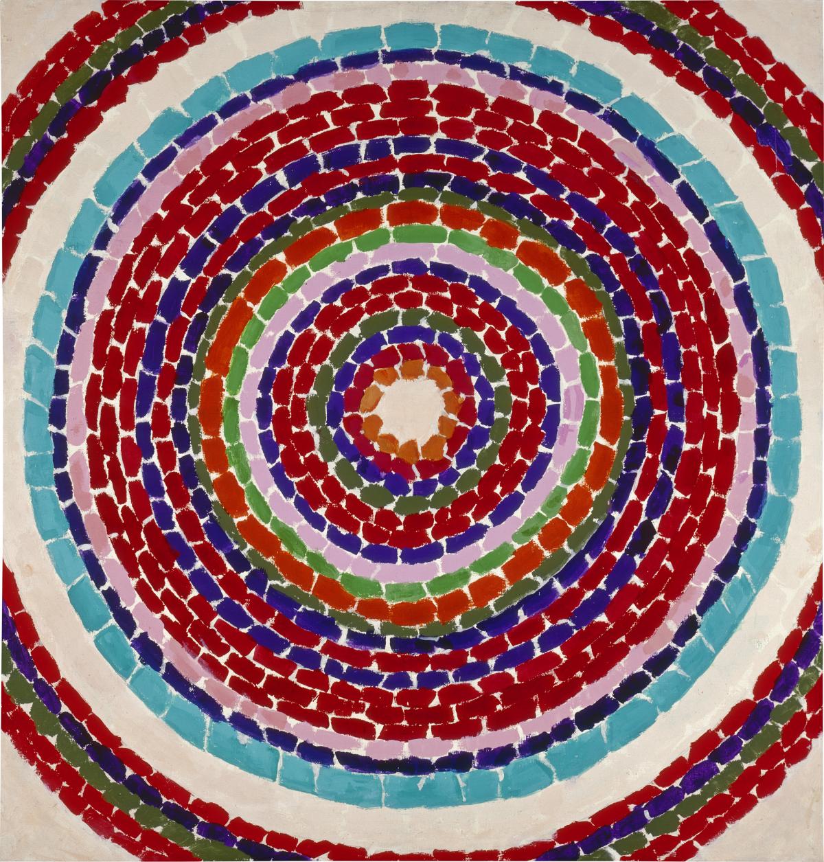 Abstract painting by Alma Thomas of concentric circles of different colors