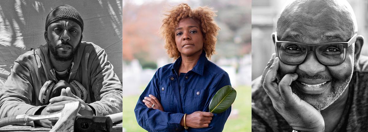 Combined photo of headshots of Wesley Clark, Nekisha Durrett, and Victor Ekpuk