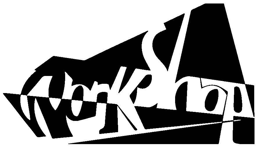 workshop logo, in black and white