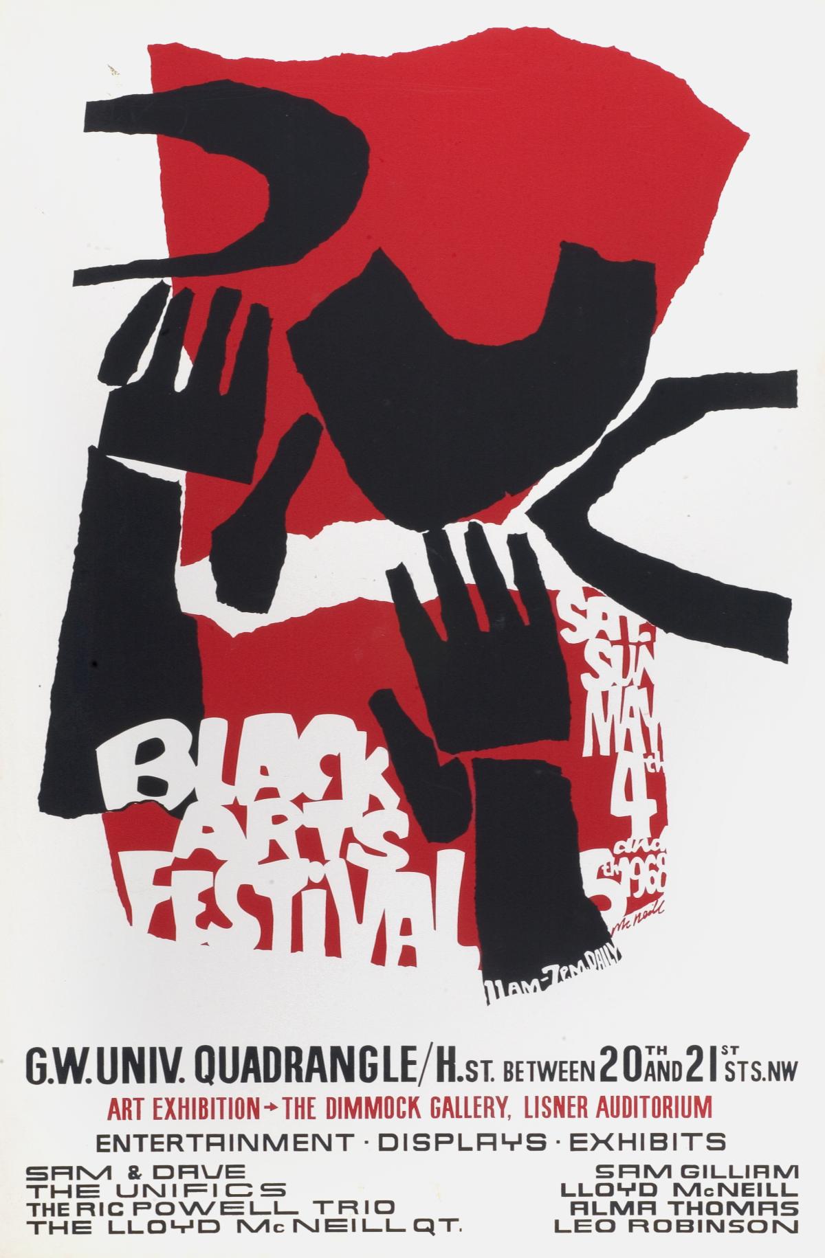 poster advertising the Black Arts Festival, in red and black
