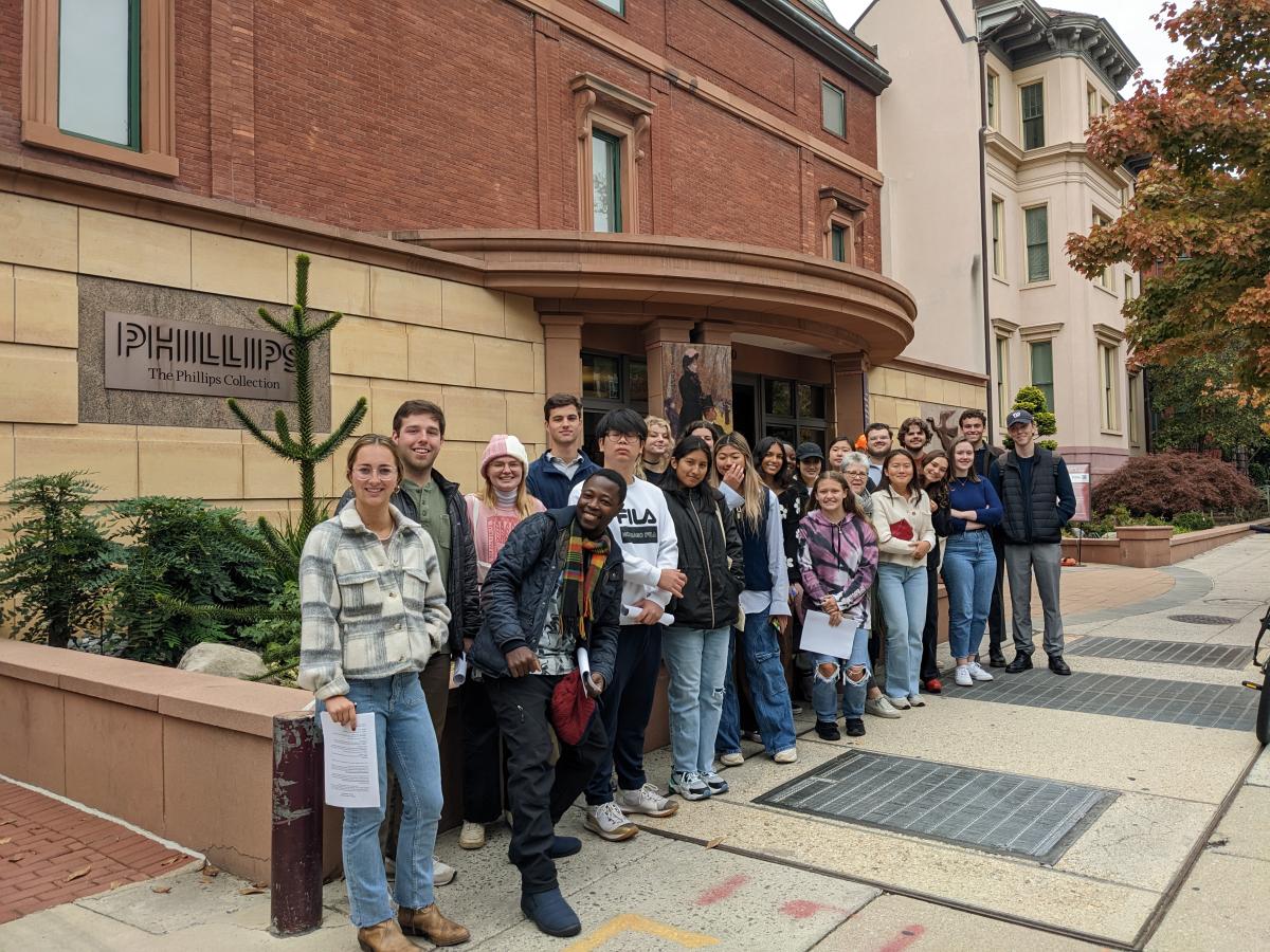 Photograph of a group of students standing outside The Phillips Collection