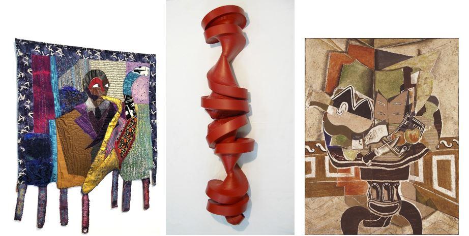 Collage of works by Dindga McCannon, Jae Ko, and Georges Braque