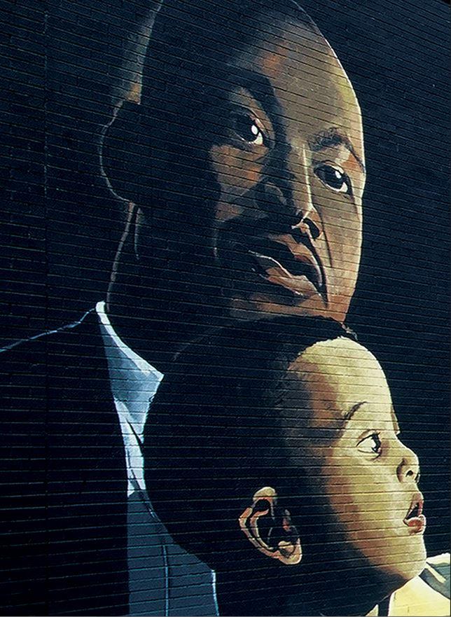 Photograph of mural of Martin Luther King Jr and a child
