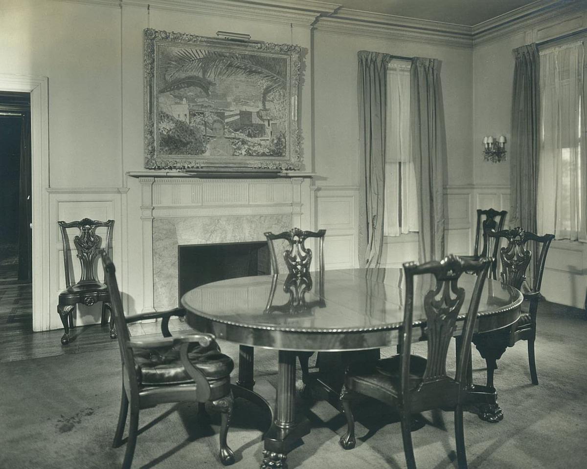 Pierre Bonnard’s The Palm, 1926, on view in the Phillips House Dining Room, c. 1940