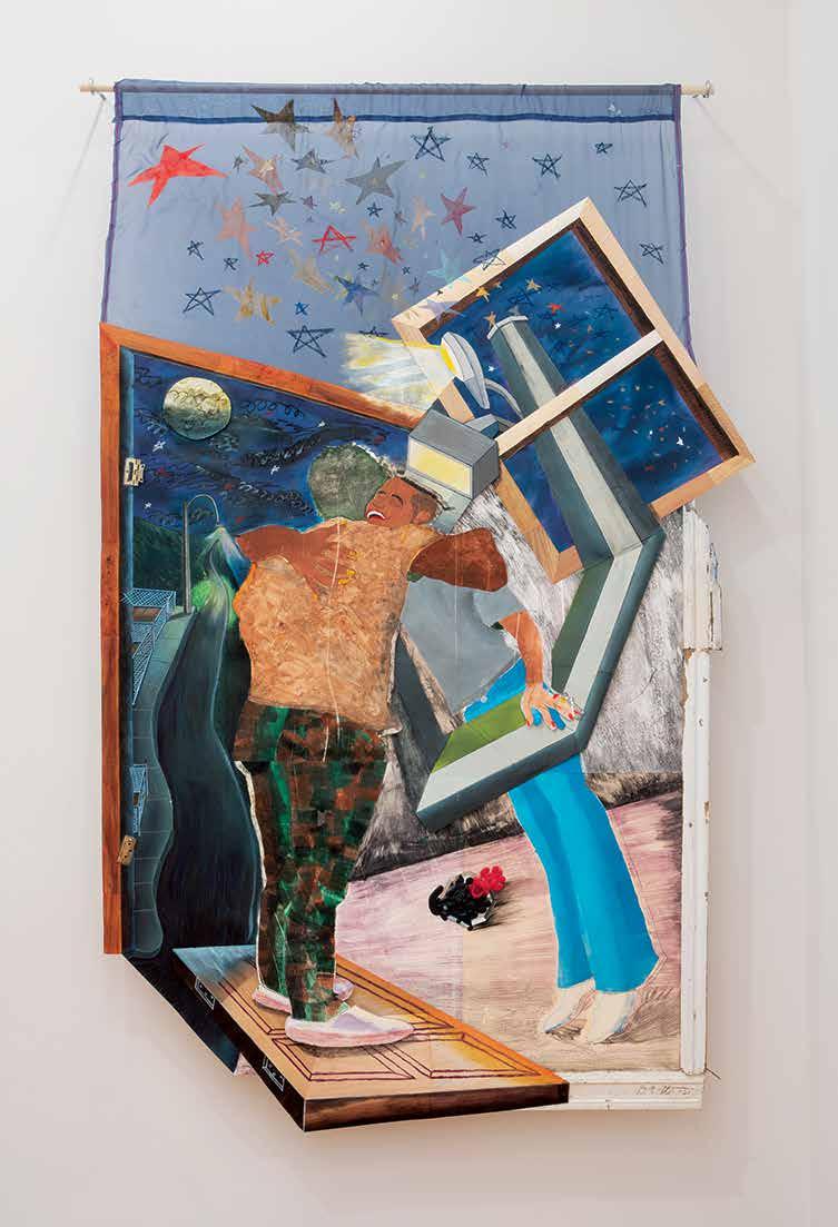 A collage with two people embracing