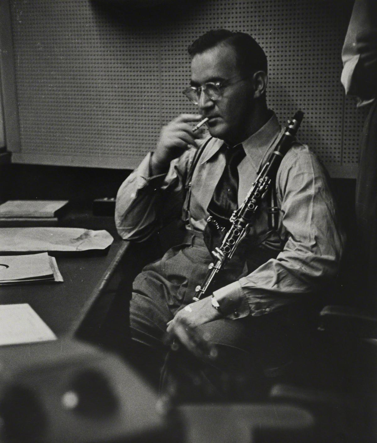 W. Eugene Smith, Clarinetist Benny Goodman in a CBS Recording Session, 1947.