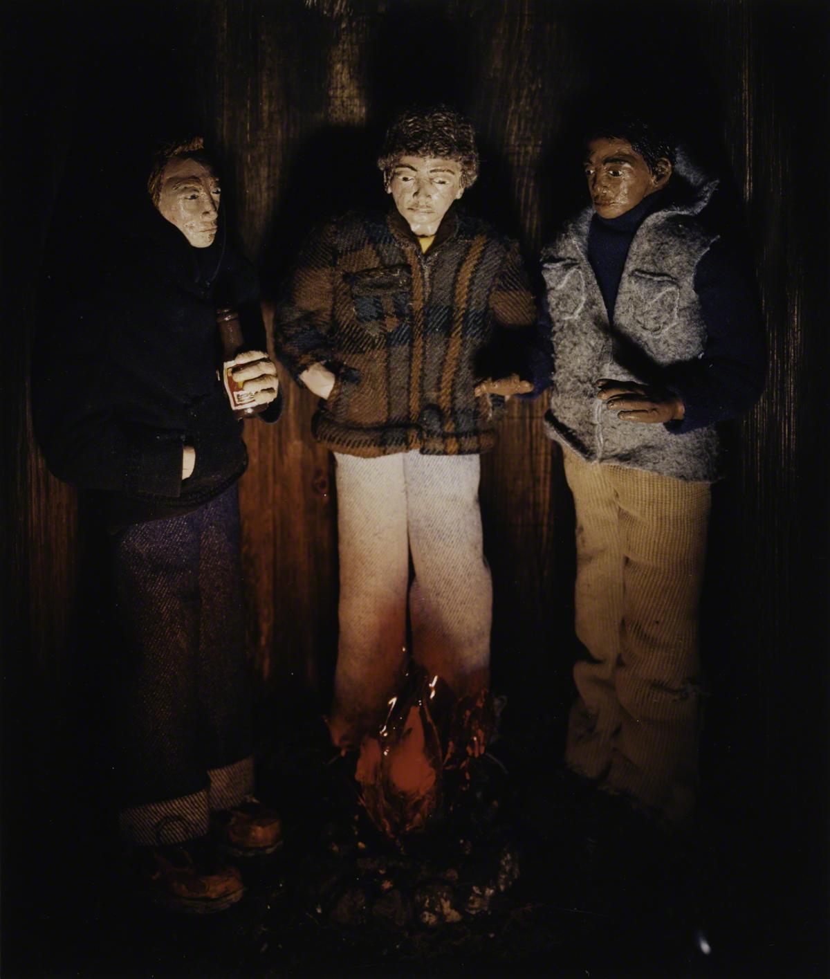 Sarah Anne Johnson, Bonfire and Beer (Tree Planting project), 2002.
