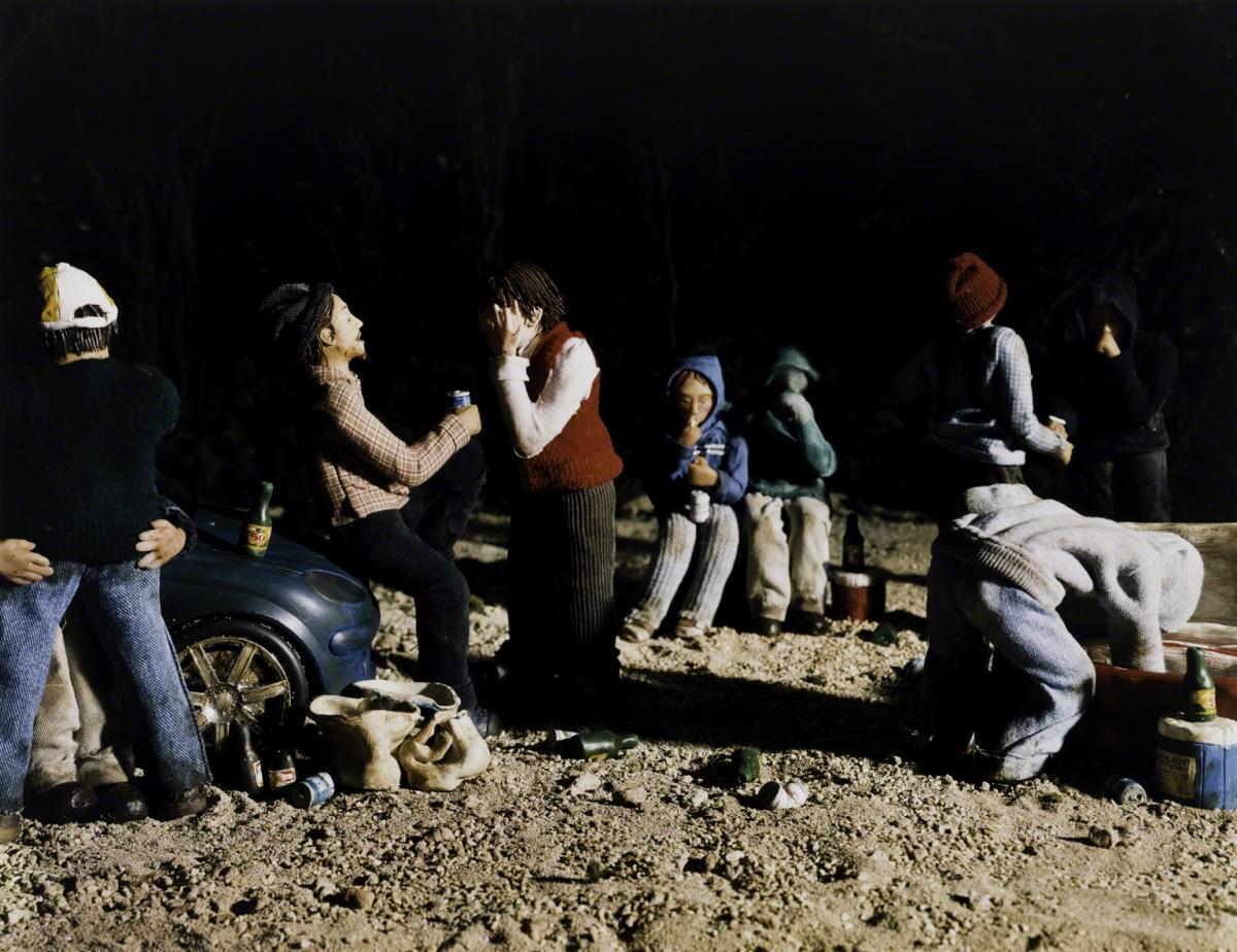 Sarah Anne Johnson, Party at Night (Tree Planting project), 2003.