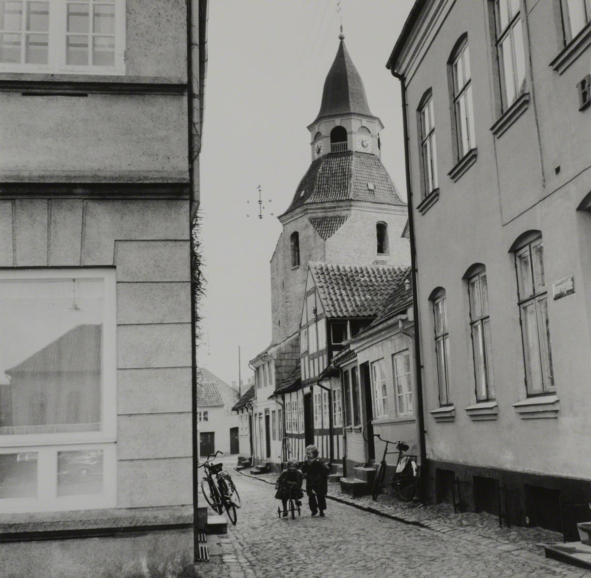 Esther Bubley, Street Scene in Faaborg, 18th-Century Market Town on the South Coast of Funen, Denmark, 1954.