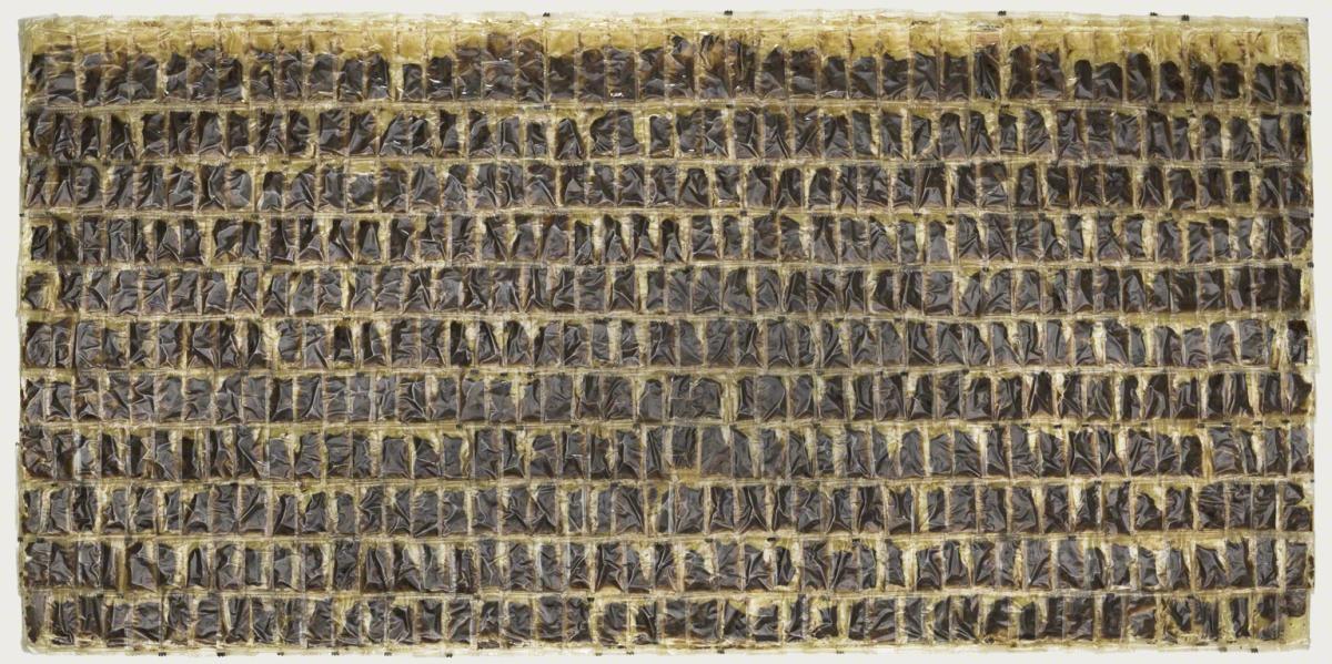 Dan Steinhilber, Untitled (Mustard Bags), 2003.