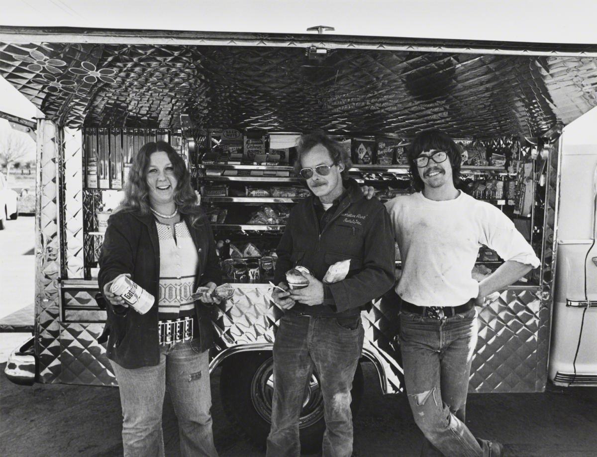 Bill Owens, Catering truck drivers are mostly women. Men want to buy food from women, you know. I love being outdoors, getting around and meeting people. I'll never quit, 1976.