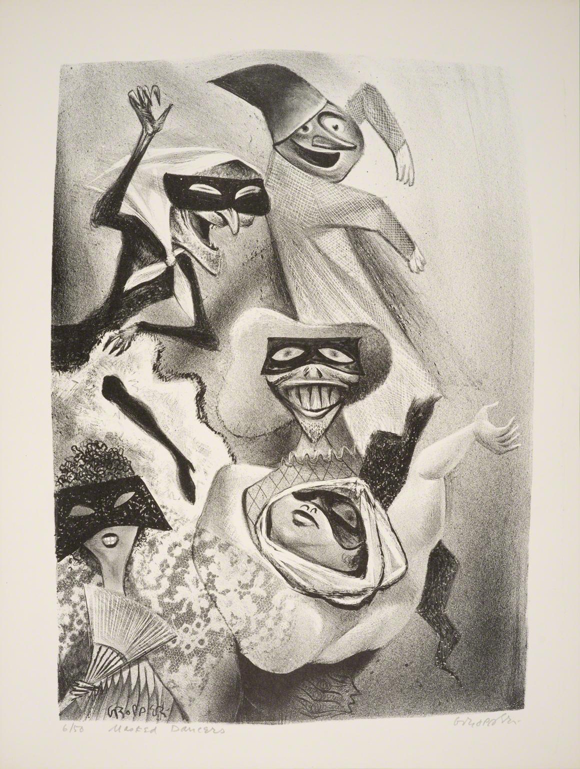 William Gropper, Masqueraders from Capriccios, 1953-57.