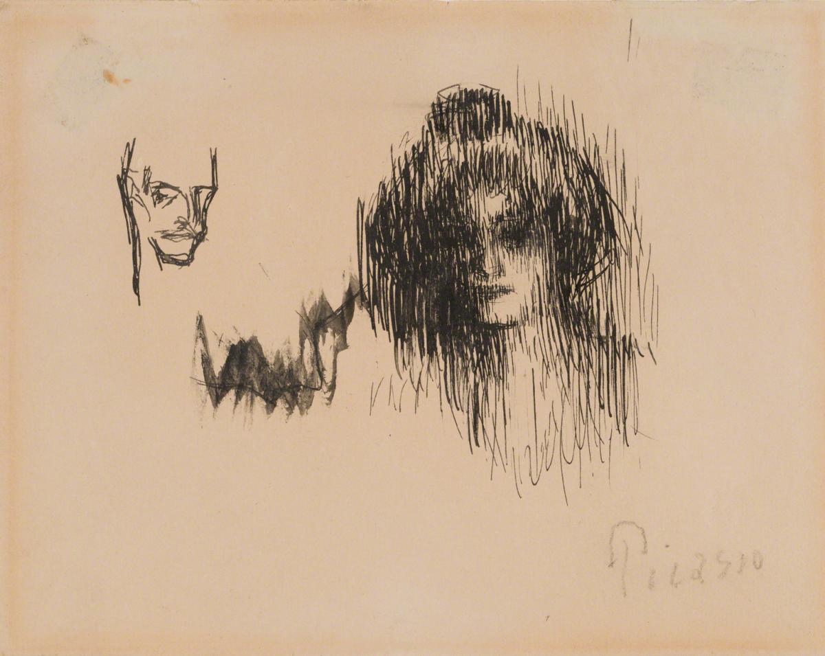 Pablo Picasso, Head of a Woman (with additional caricature), c. 1904 or 1905.