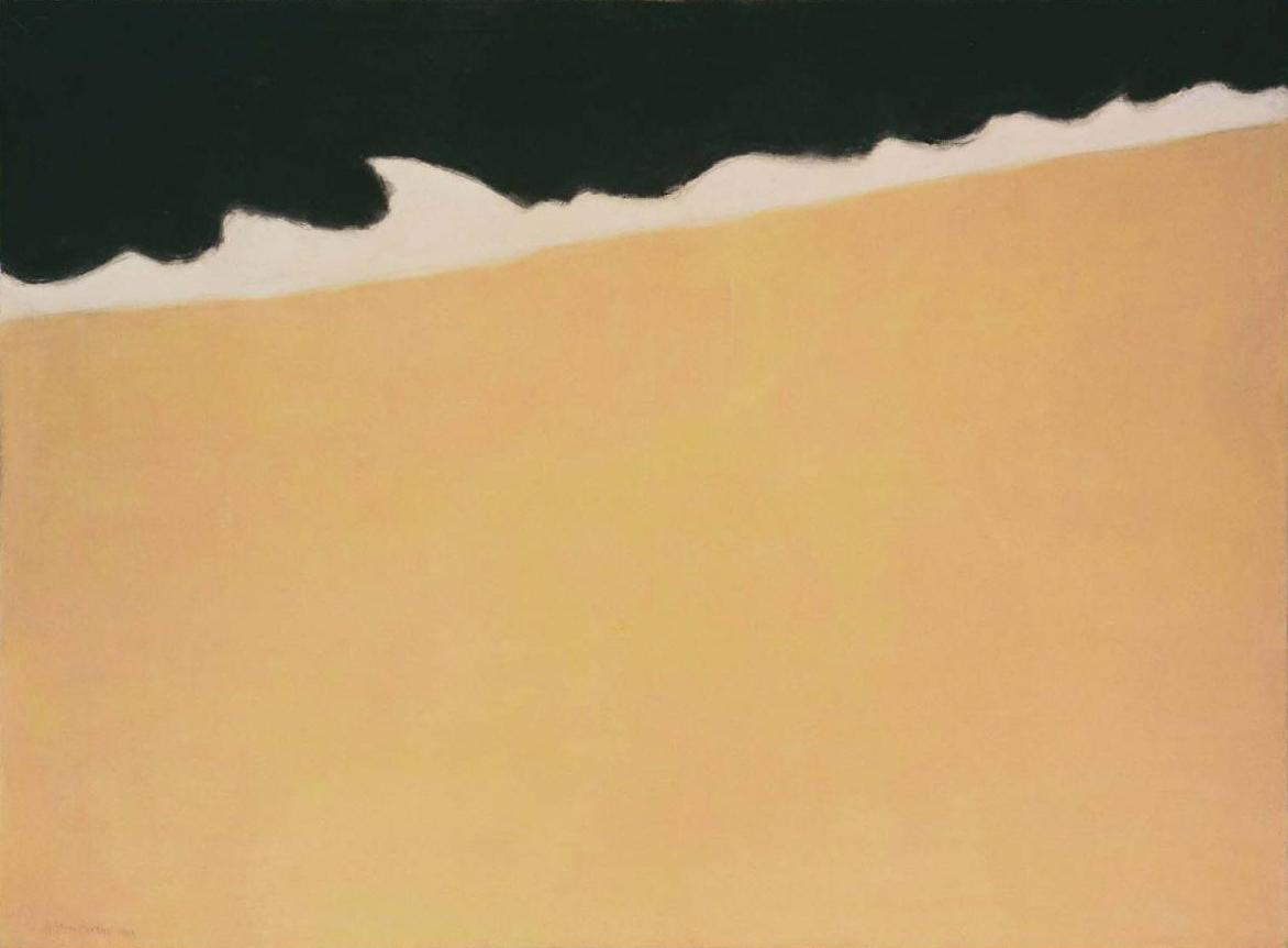 Abstract painting of waves in a black sea