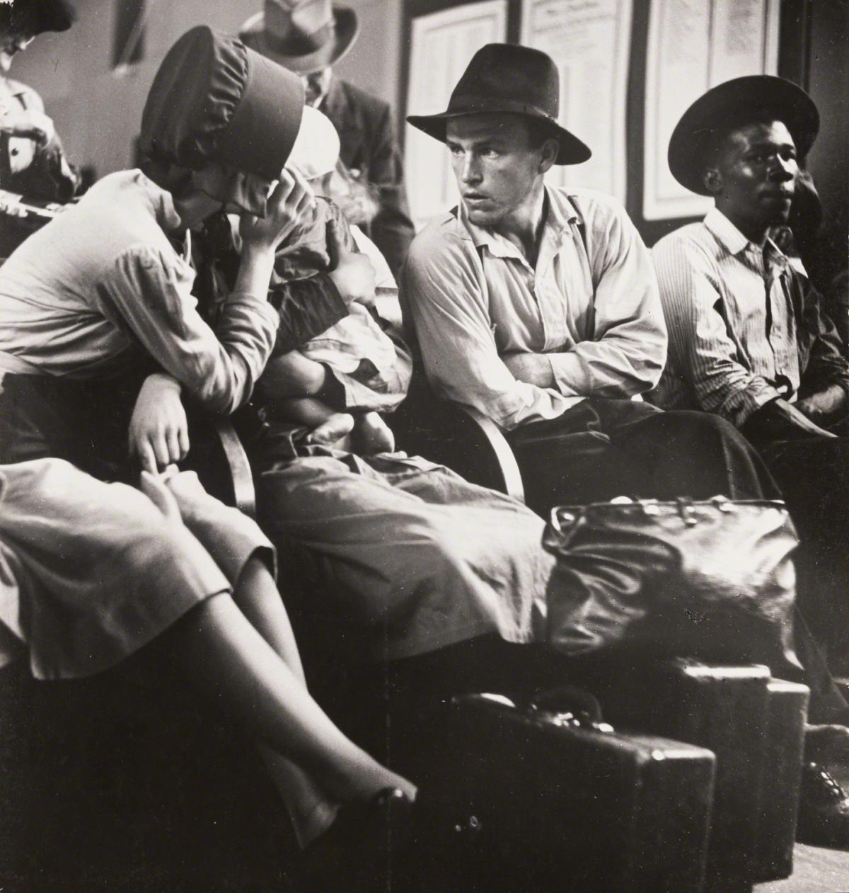 Esther Bubley, Passengers in the Waiting Room of the Greyhound Bus Station, Pittsburgh, PA, 1943.