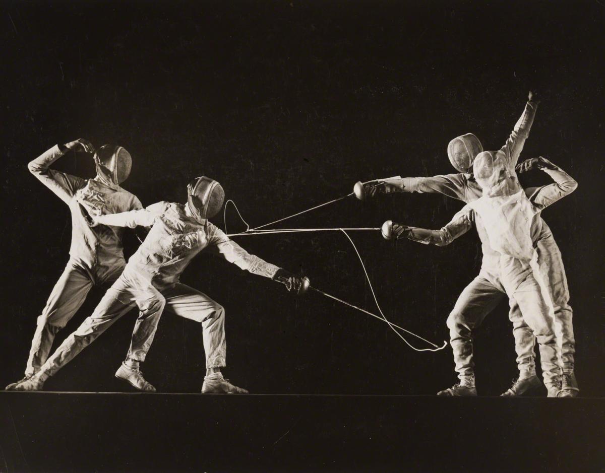 Gjon Mili, Multiple Image of Men Fencing (Arthur Tauber and Seymour Gross), 1942.
