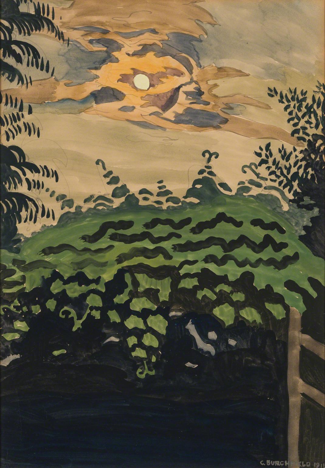 Charles Burchfield, Moonlight Over the Arbor, 1916.