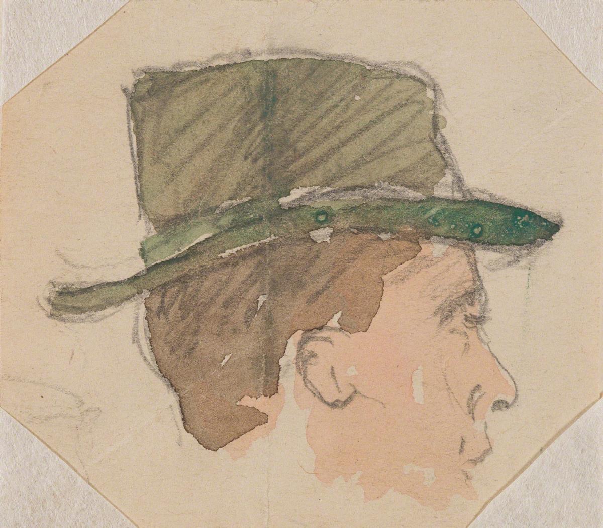 Gifford Beal, Profile of man in green hat, c. 1910-c. 1920.