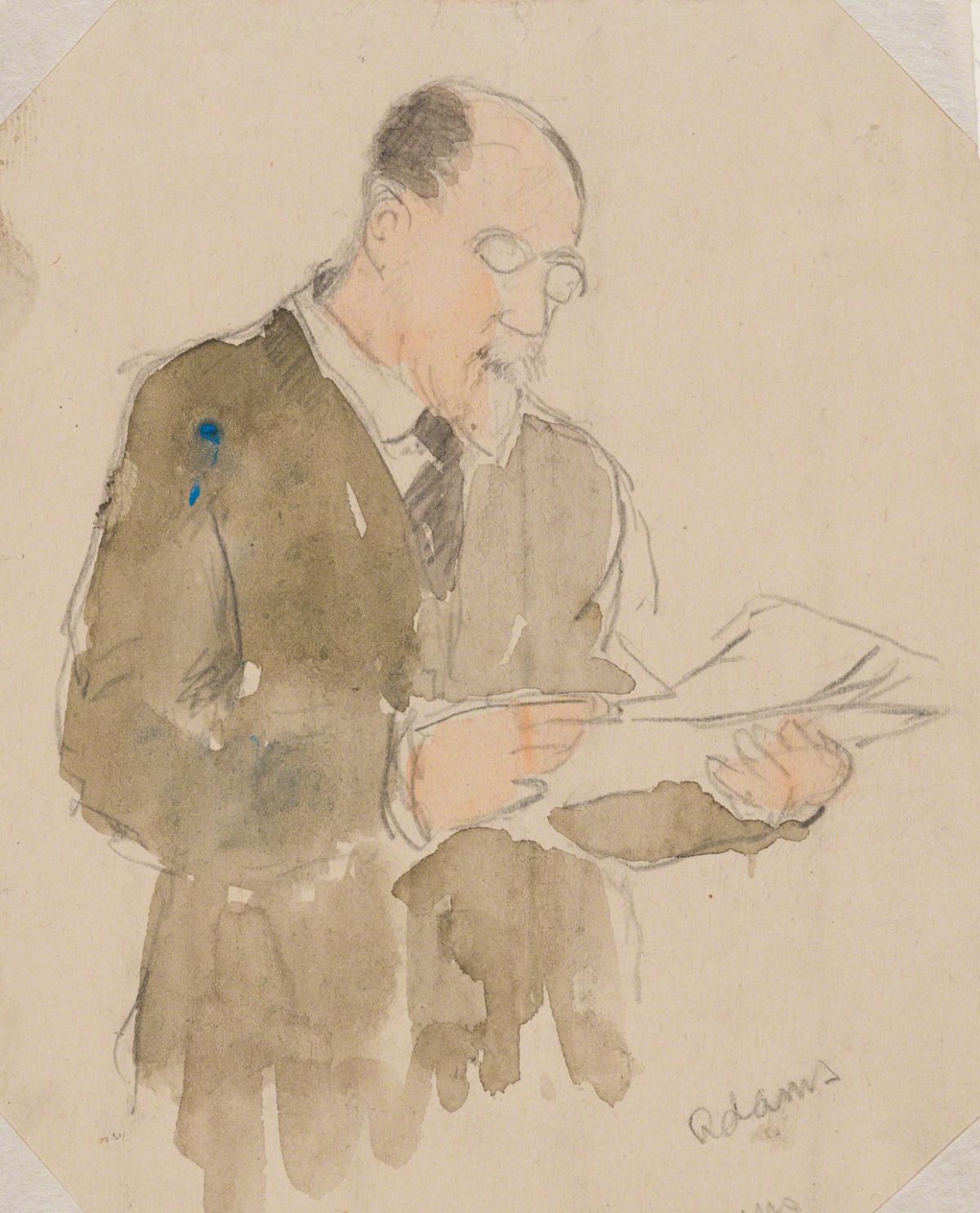 Gifford Beal, Man reading newspaper, c. 1910-c. 1920.