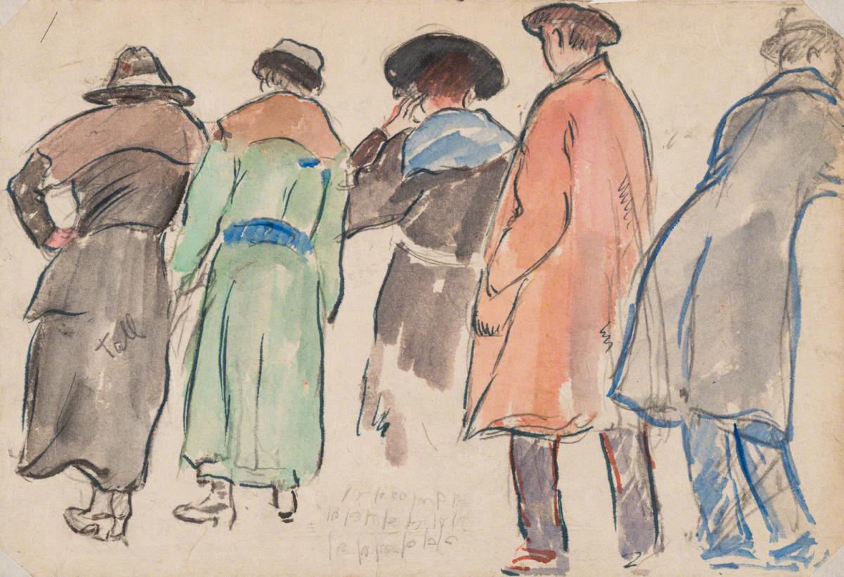 Gifford Beal, Five figures seen from behind, c. 1910-c. 1920.