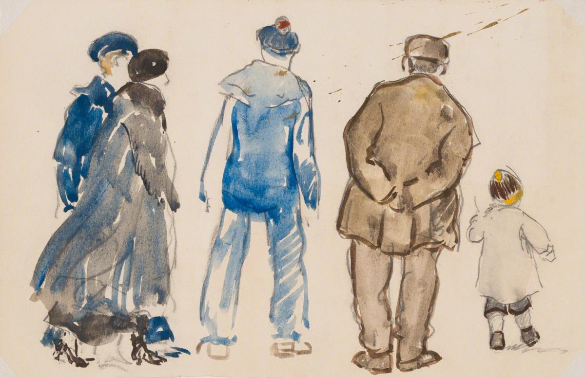 Gifford Beal, Four adults and child seen from behind, c. 1910-c. 1920.