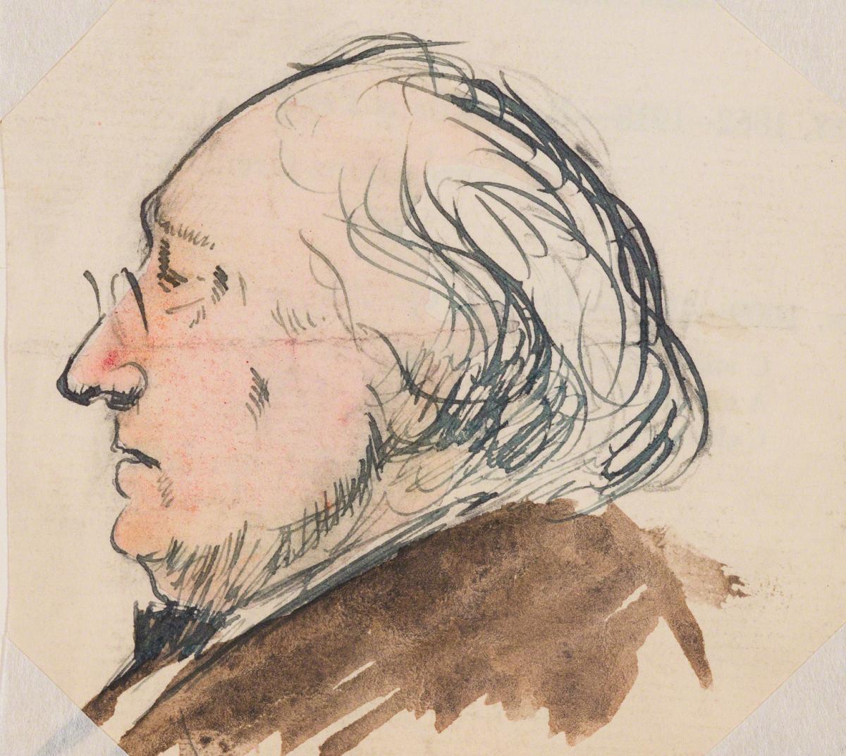 Gifford Beal, Profile of man with beard and spectacles, c. 1910-c. 1920.