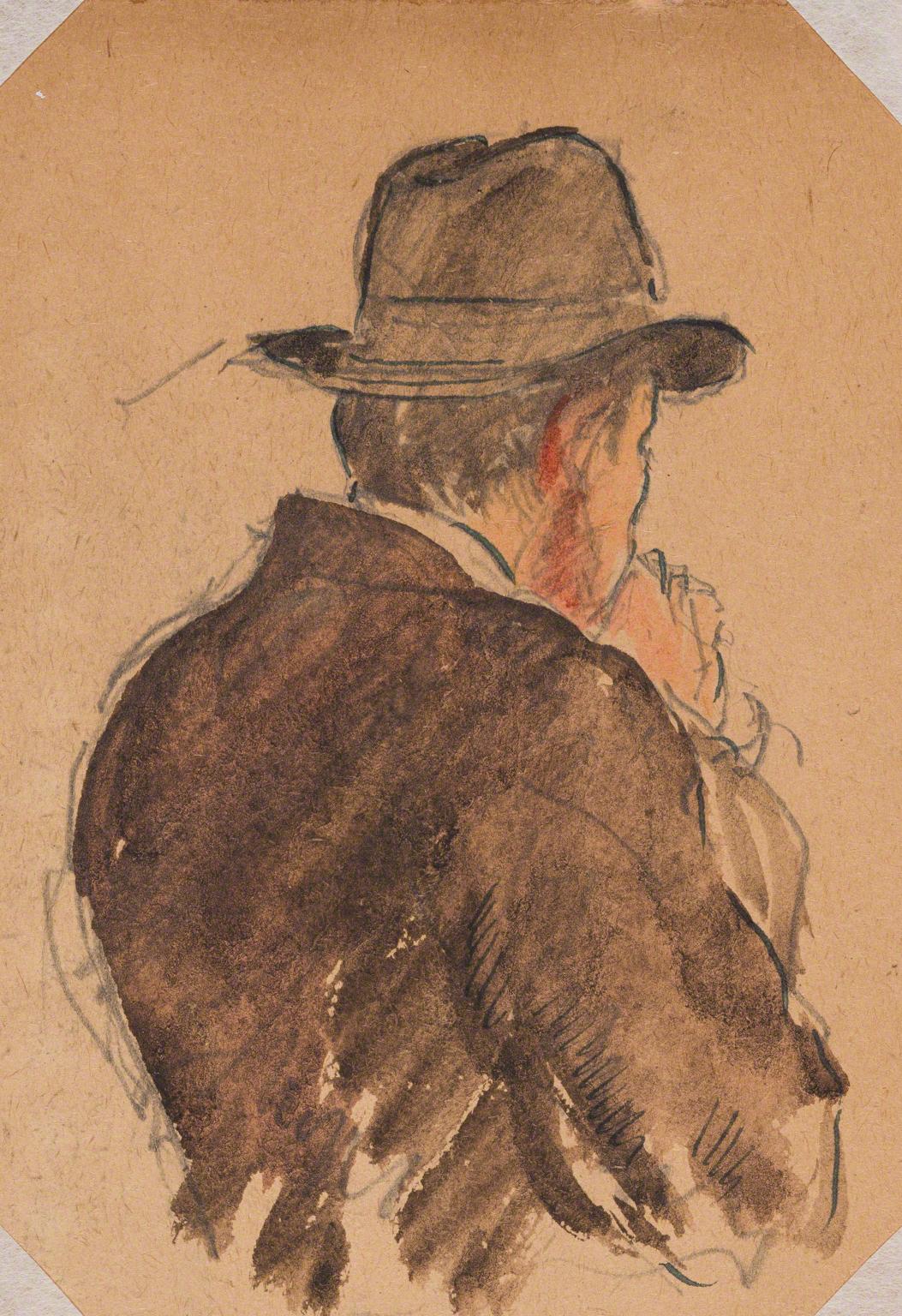 Gifford Beal, Man in brown hat and coat seen from behind, c. 1910-c. 1920.