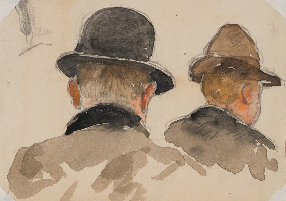 Gifford Beal, Two men in bowler hats seen from behind, c. 1910-c. 1920.