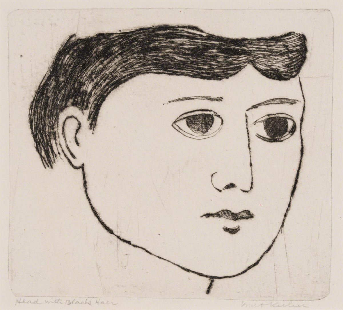 Walt Kuhn, Head with Black Hair, not dated.
