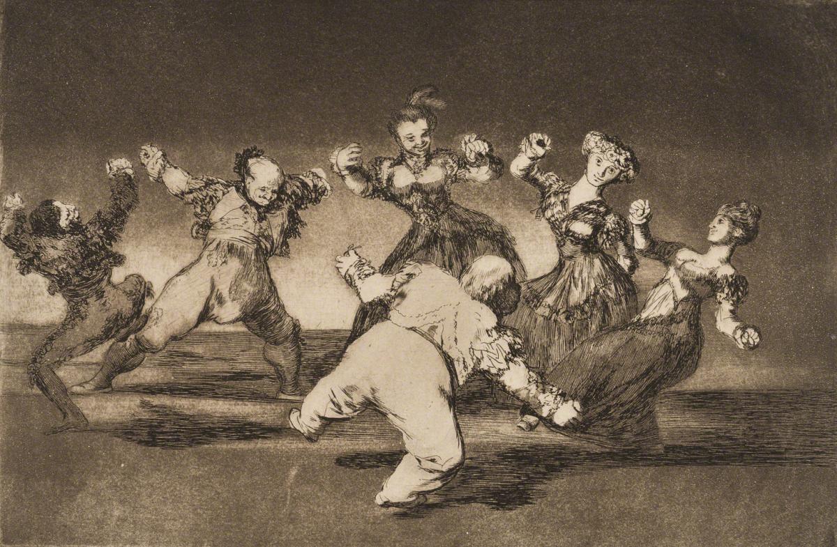 Francisco José de Goya, Tres majas and Tres Majos Bailanda (Three Women and Three Men Dancing), c. 1815-24.